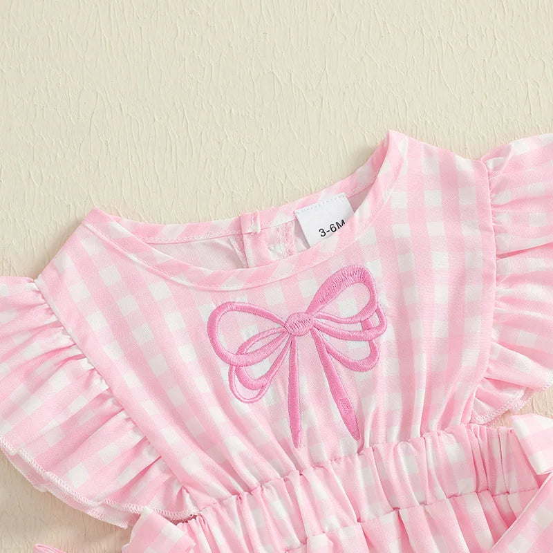 Little Sunshine Romper - Plaid Bow Baby Girl Outfit