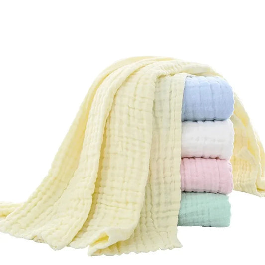 Luxurious 6-Layer Muslin Baby Bath Towel - Ultra Soft Cotton Swaddle Blanket