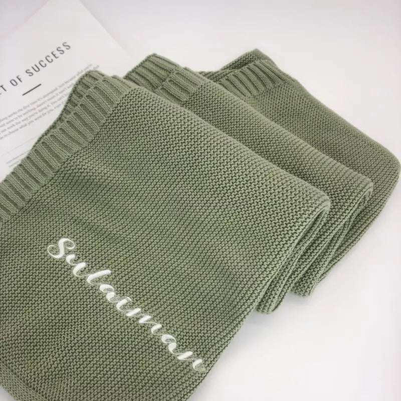 Custom Embroidered Baby Blanket with Name - Soft Knit Personalized Gift