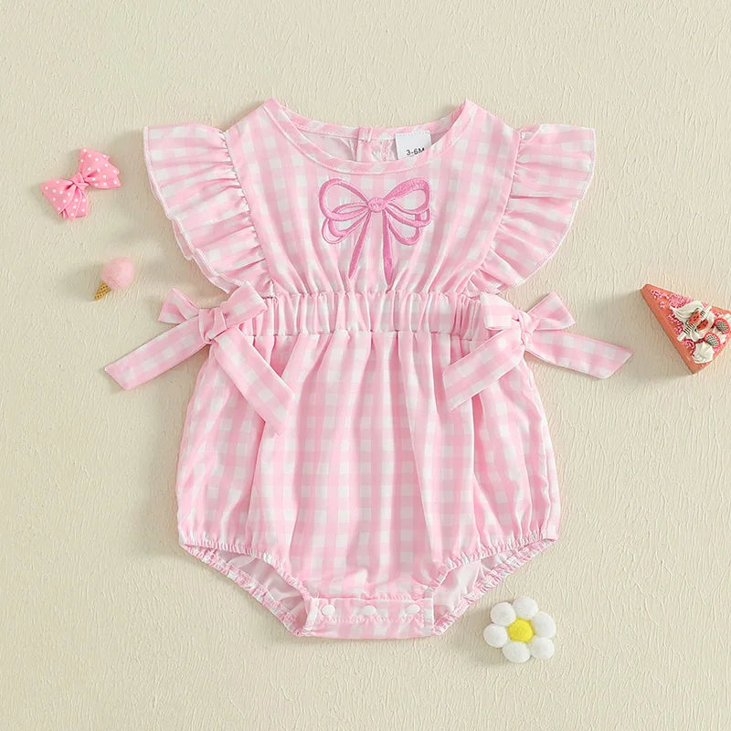 Little Sunshine Romper - Plaid Bow Baby Girl Outfit