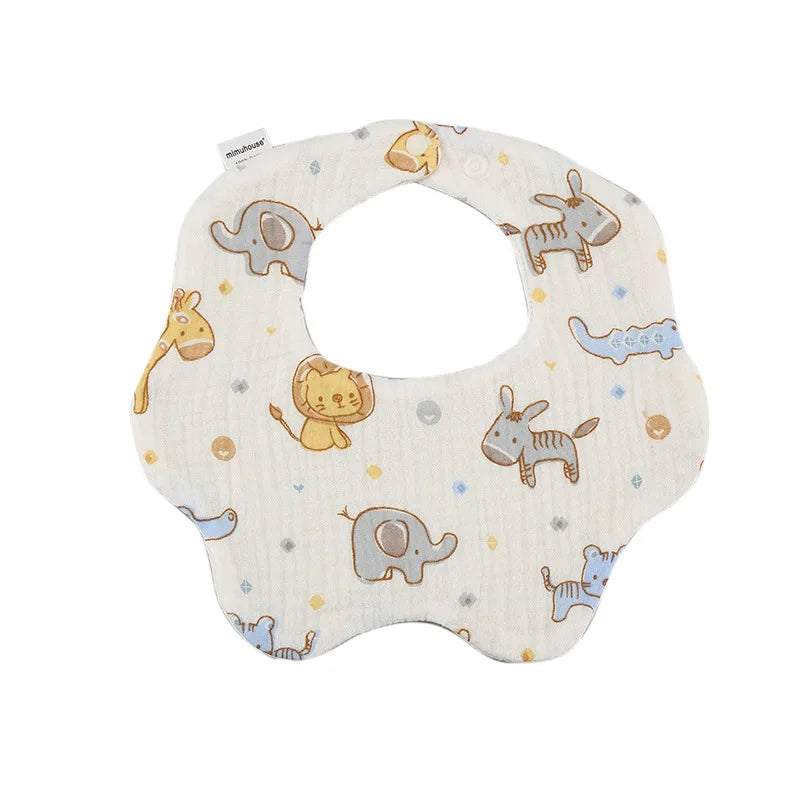 Premium Cotton Baby Bib - Waterproof Cartoon Print Feeding Bib (0-2 Years)
