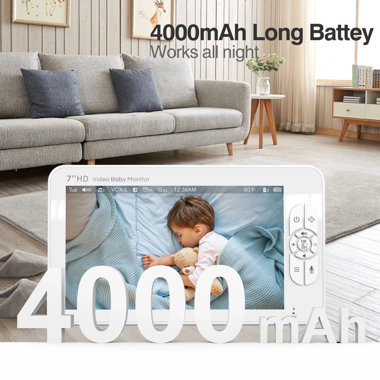 Babystar Secureview Pro 7" HD Baby Monitor - WiFi-Free Security with Night Vision & Remote Control