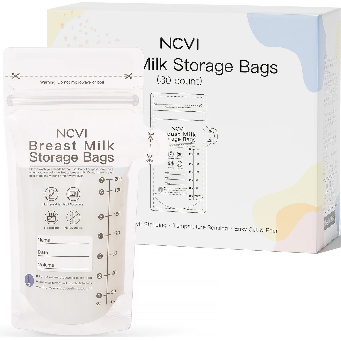 Breastmilk Storage Bags 200ml – Temperature-Sensing, Double-Sealed & BPA-Free