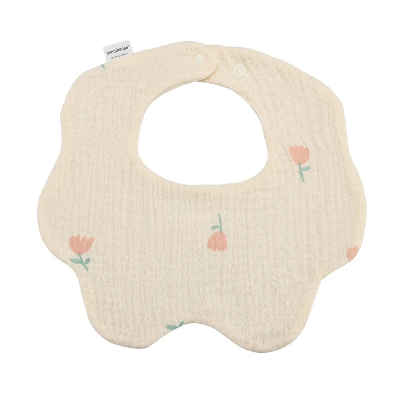 Premium Cotton Baby Bib - Waterproof Cartoon Print Feeding Bib (0-2 Years)