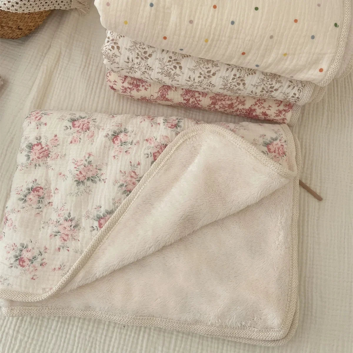 Winter Baby Blanket - Ultra-Soft Fleece Cotton Muslin Swaddle (90×130cm)