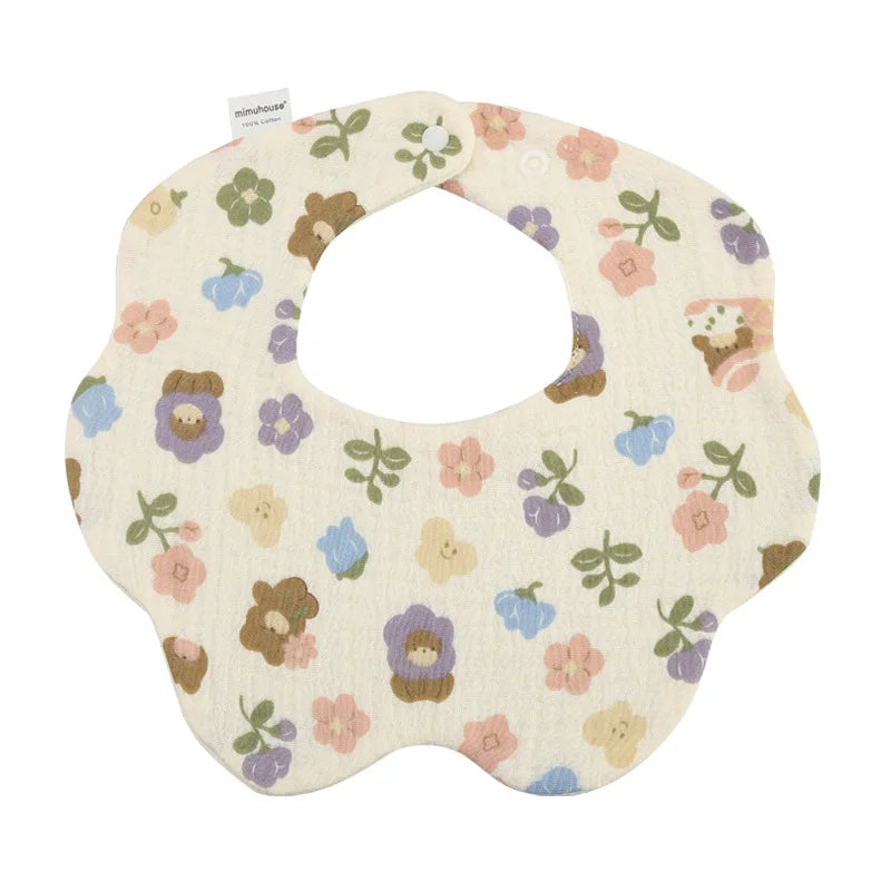 Premium Cotton Baby Bib - Waterproof Cartoon Print Feeding Bib (0-2 Years)