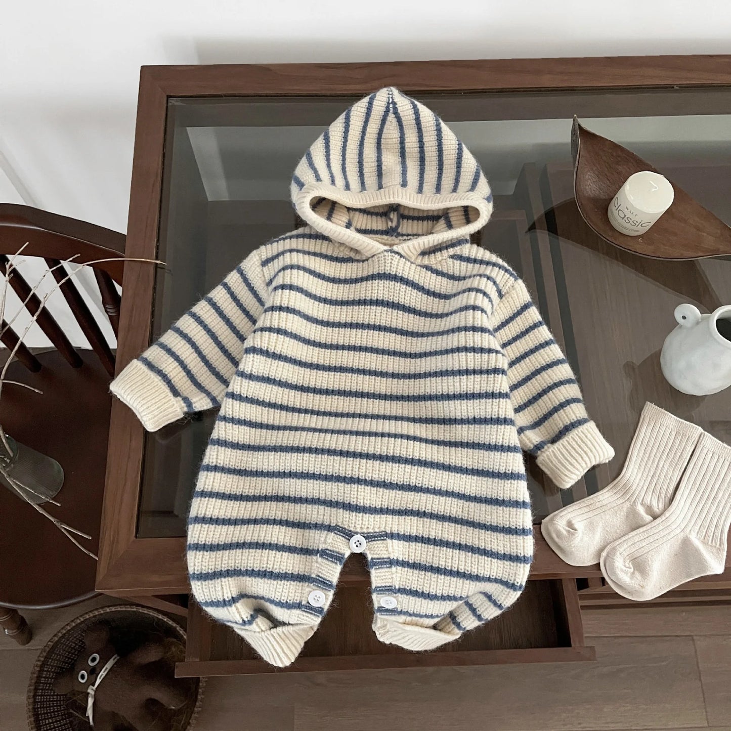 Baby Striped Knit Clothing - Korean Style Romper & Top