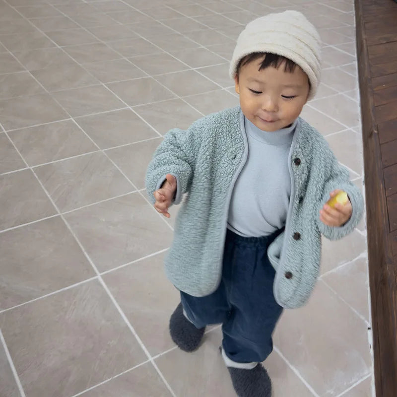 Korean Style Kids Winter Coat - Cozy Lamb Wool Padded Jacket