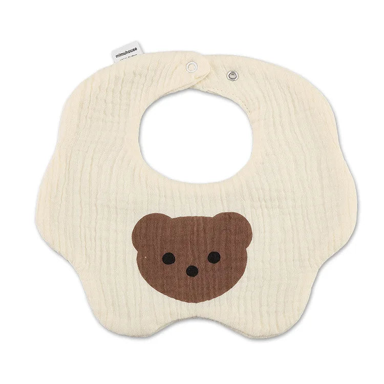 Premium Cotton Baby Bib - Waterproof Cartoon Print Feeding Bib (0-2 Years)