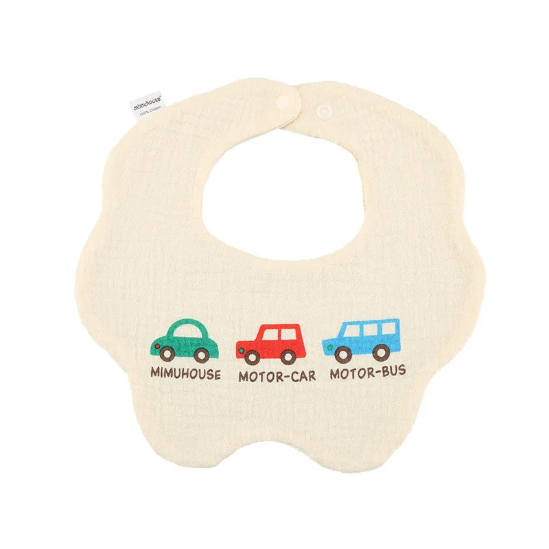 Premium Cotton Baby Bib - Waterproof Cartoon Print Feeding Bib (0-2 Years)