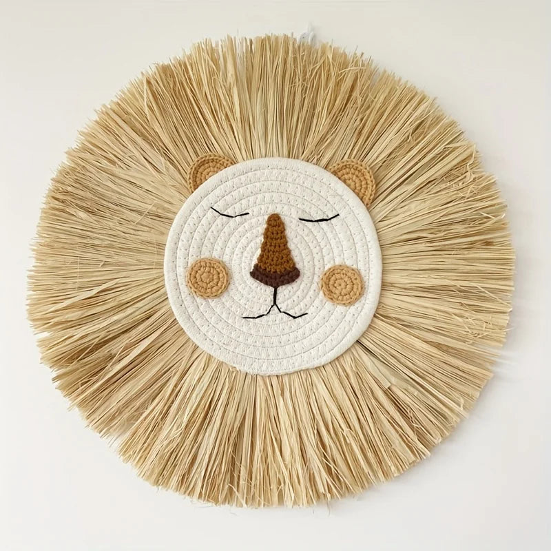 Handwoven Lion Wall Art - Nordic Style Nursery Decor