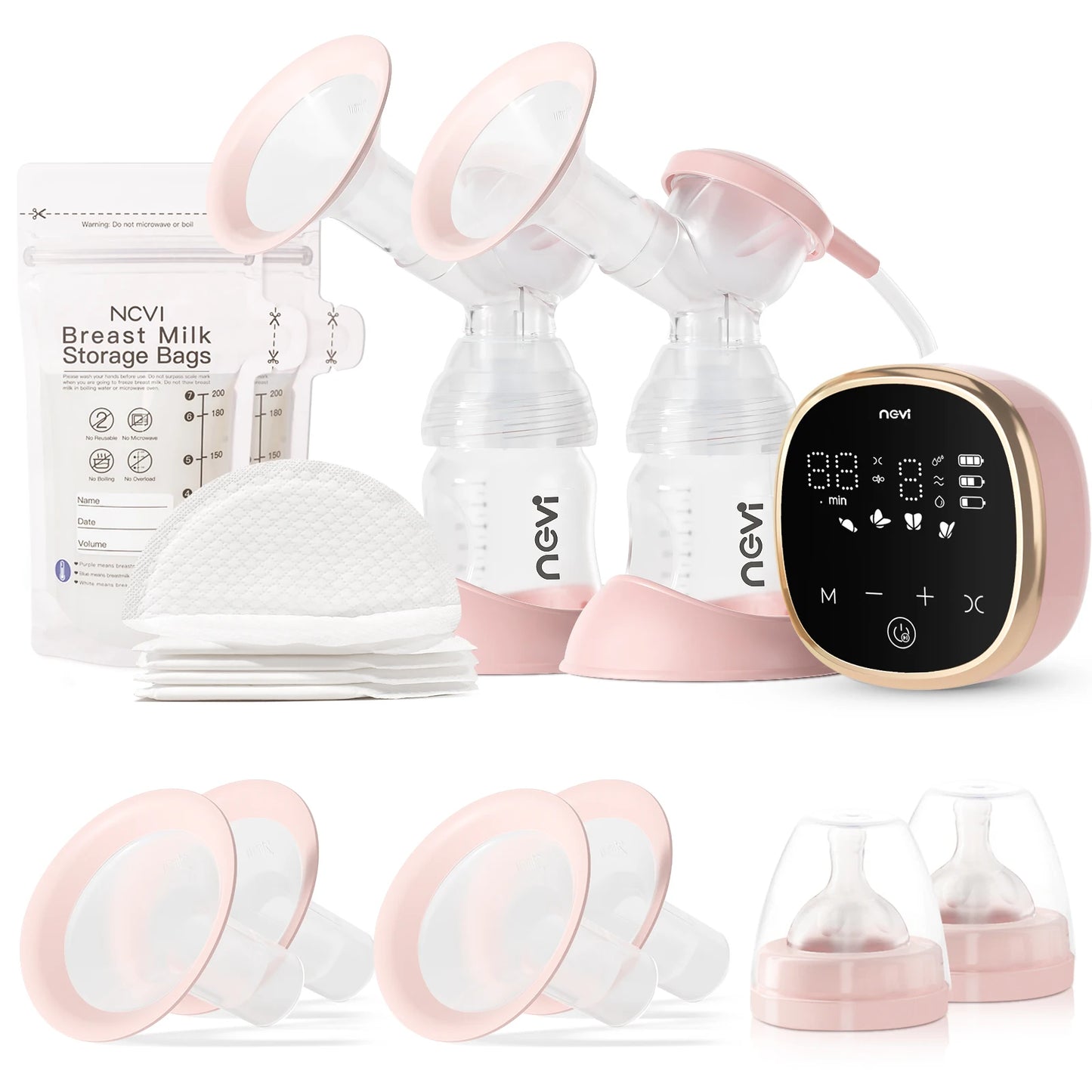 NCVI Double Electric Breast Pump with LED Display & Storage Bags