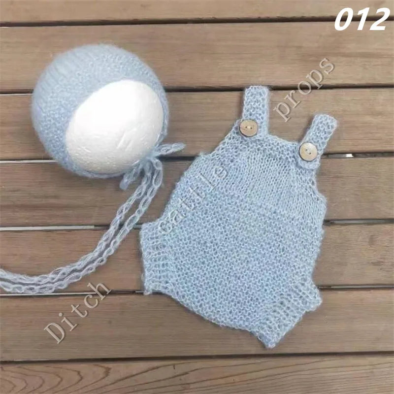 Luxury Mohair Newborn Photography Set - Romper & Bonnet
