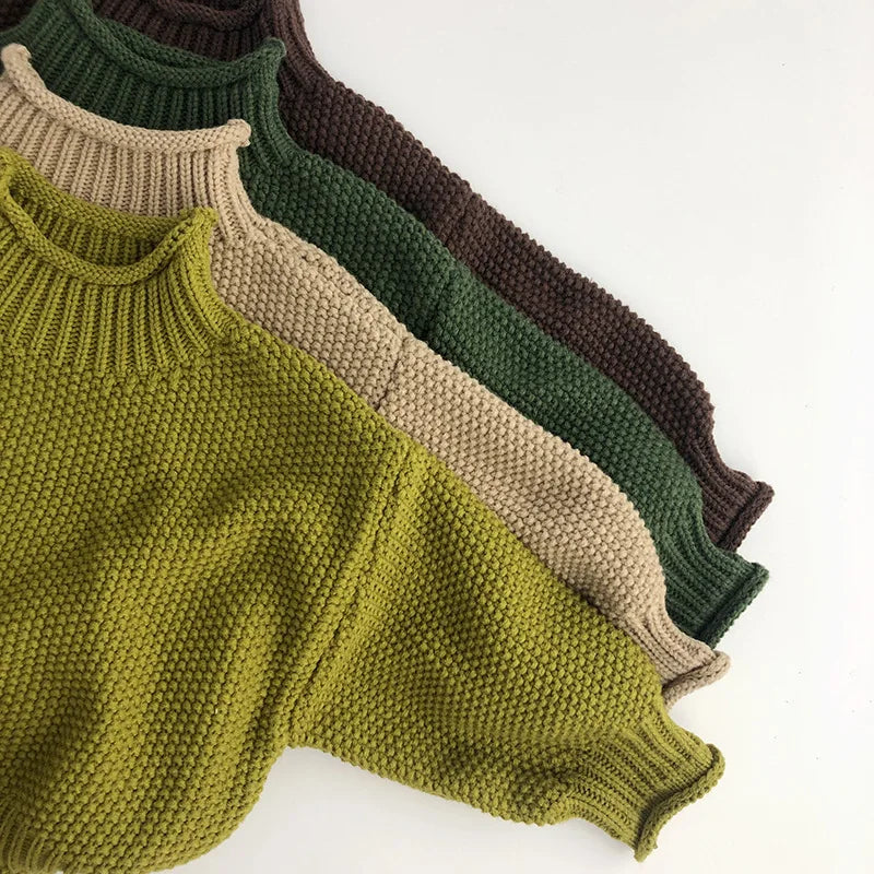 Cozy Kids Turtleneck Sweater - Vintage Korean Style Winter Knitwear