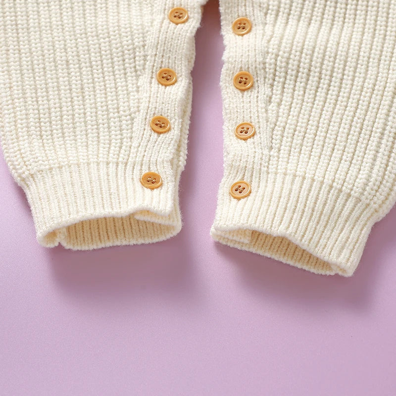 Halloween Baby Romper - Pumpkin Knitted Jumpsuit for Newborn to 18M