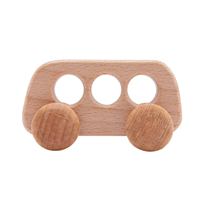 Montessori Wooden Car Teether - BPA Free Baby Toy