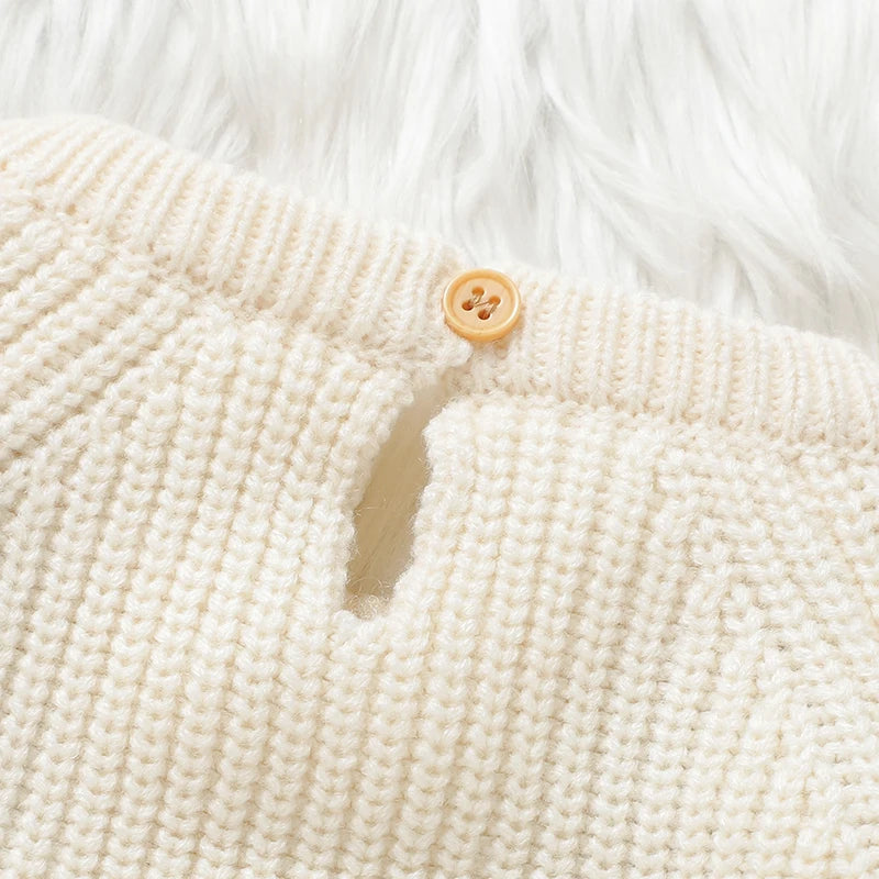 Halloween Baby Romper - Pumpkin Knitted Jumpsuit for Newborn to 18M