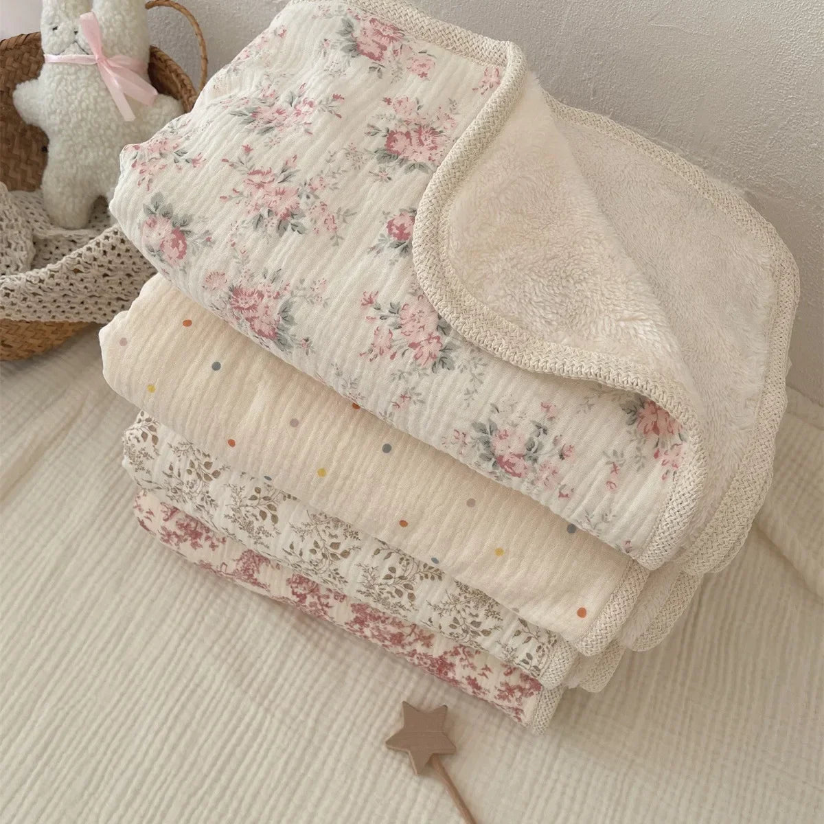 Winter Baby Blanket - Ultra-Soft Fleece Cotton Muslin Swaddle (90×130cm)