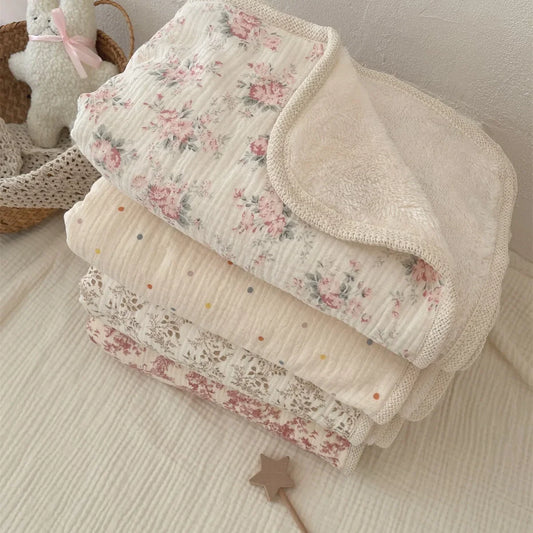 Winter Baby Blanket - Ultra-Soft Fleece Cotton Muslin Swaddle (90×130cm)
