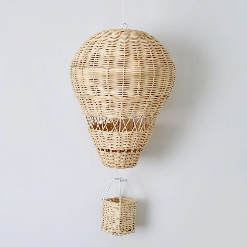 Handwoven Rattan Hot Air Balloon - Nursery Wall Decor
