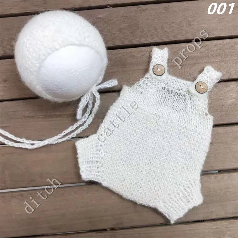 Luxury Mohair Newborn Photography Set - Romper & Bonnet