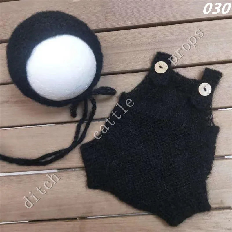 Luxury Mohair Newborn Photography Set - Romper & Bonnet