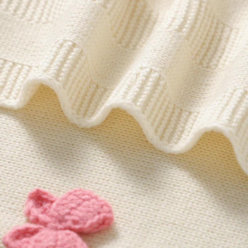 Dreamy Clouds Baby Blanket - Soft Knit Swaddle with Adorable 3D Bows