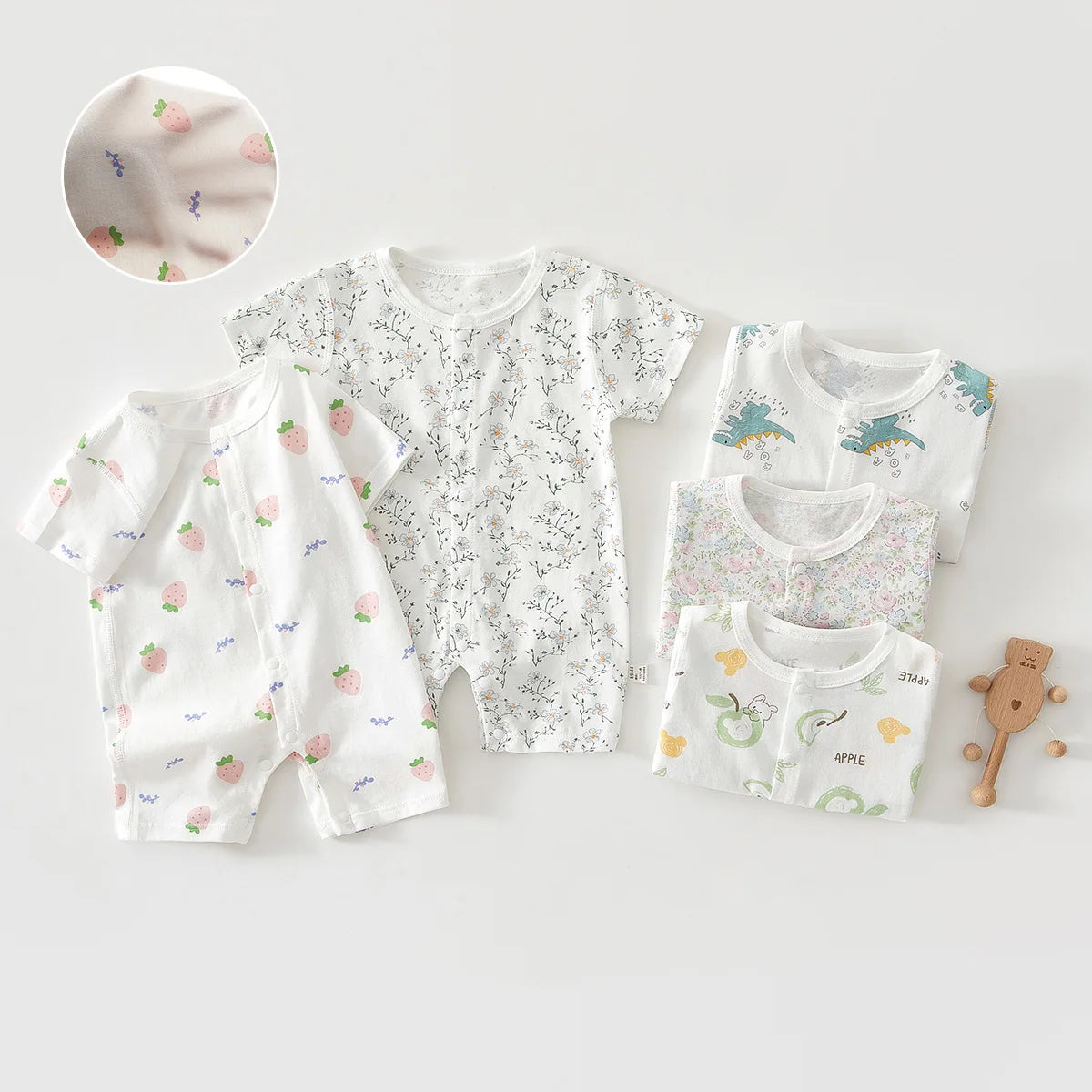 Summer Baby Jumpsuit - 100% Cotton Short Sleeve Romper (0-12 Months)