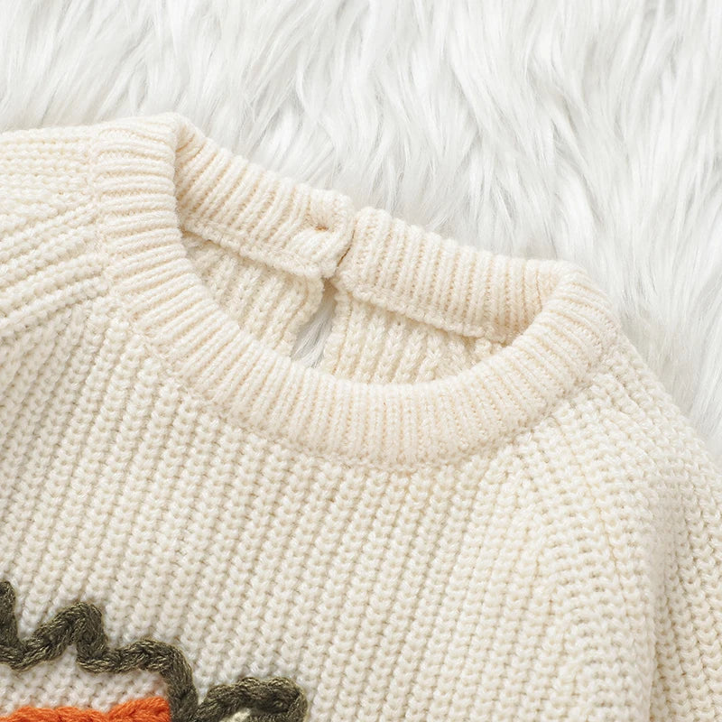 Halloween Baby Romper - Pumpkin Knitted Jumpsuit for Newborn to 18M