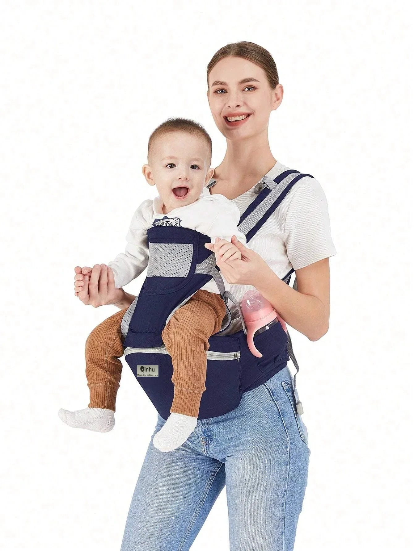 Ergonomic Baby Carrier with Hip Seat - Adjustable & Portable for All-Day Comfort