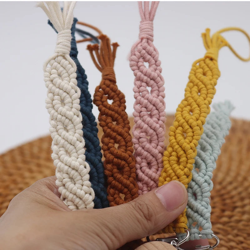 Handmade Macrame Pacifier Clip - Vintage Cotton Infinity Chain for Baby