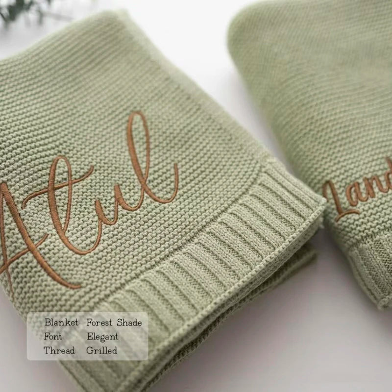 Personalized Baby Blanket - Embroidered Name Knit Blanket for Newborns