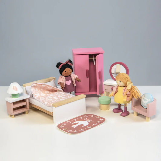 Wooden Doll House Bedroom Furniture Set - Tender Leaf Toys | Doll House Furniture NZ
