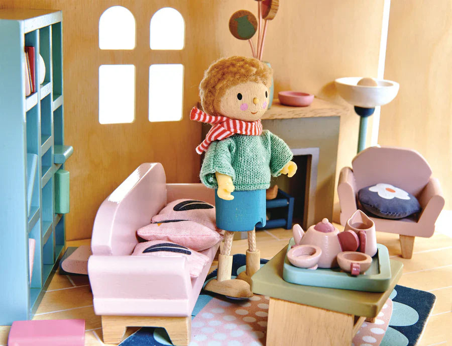 Wooden Doll House Sitting Room Furniture Set - Tender Leaf Toys | Doll House Furniture NZ