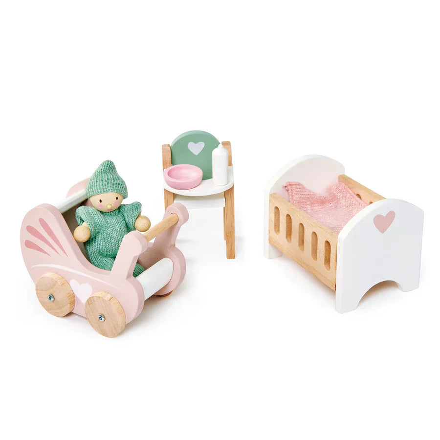 Wooden Dolls House Nursery Set - Tender Leaf Toys | Doll House Furniture NZ