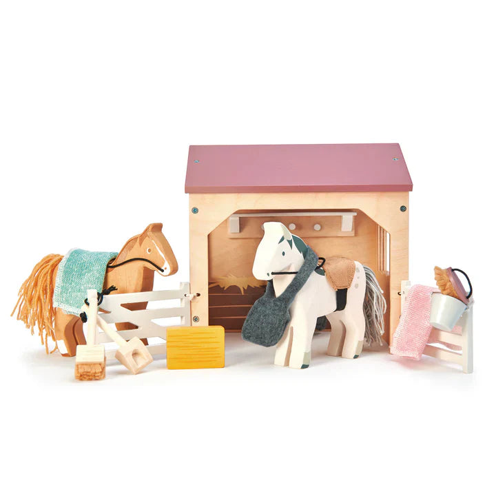 The Stables Wooden Horse Set - Tender Leaf Toys | Doll House Accessory NZ