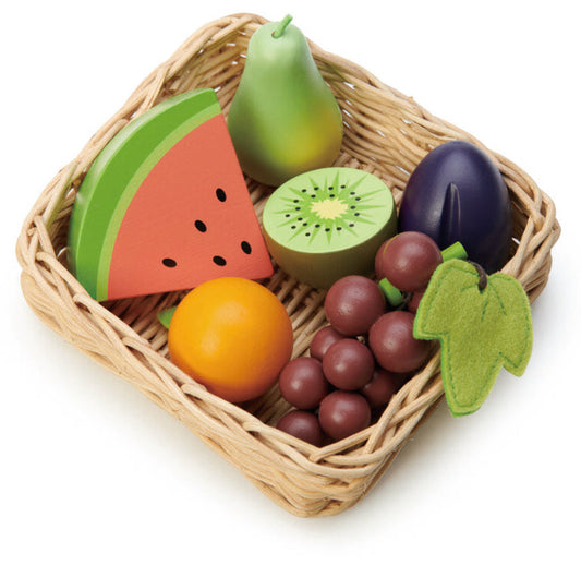 Wooden Fruit Basket - Tender Leaf Toys | Play Food Set