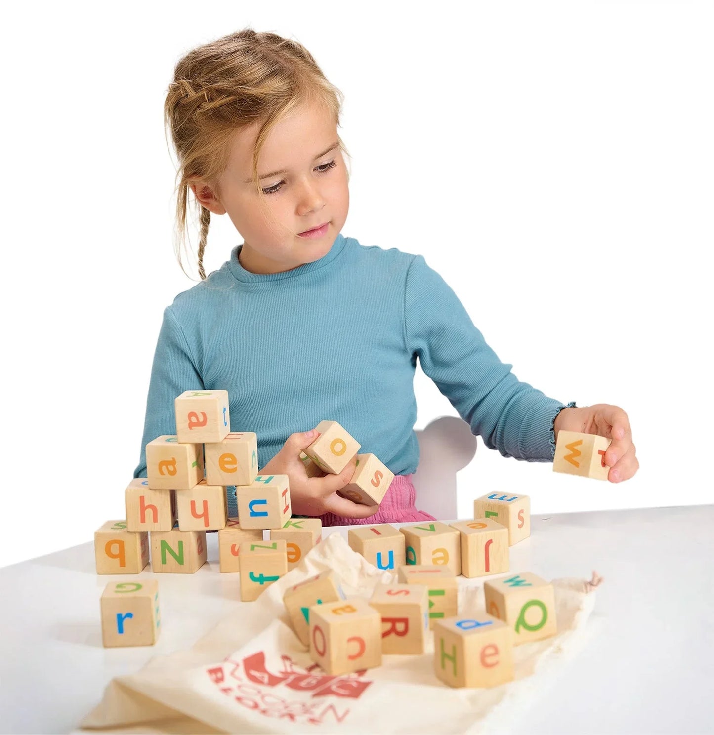Alphabet Spelling Blocks – Mentari | Wooden Toy NZ