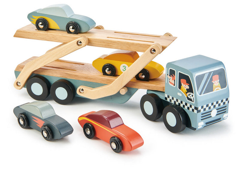 Wooden Car Transporter Truck Set - Tender Leaf Toys | Wooden Toys NZ