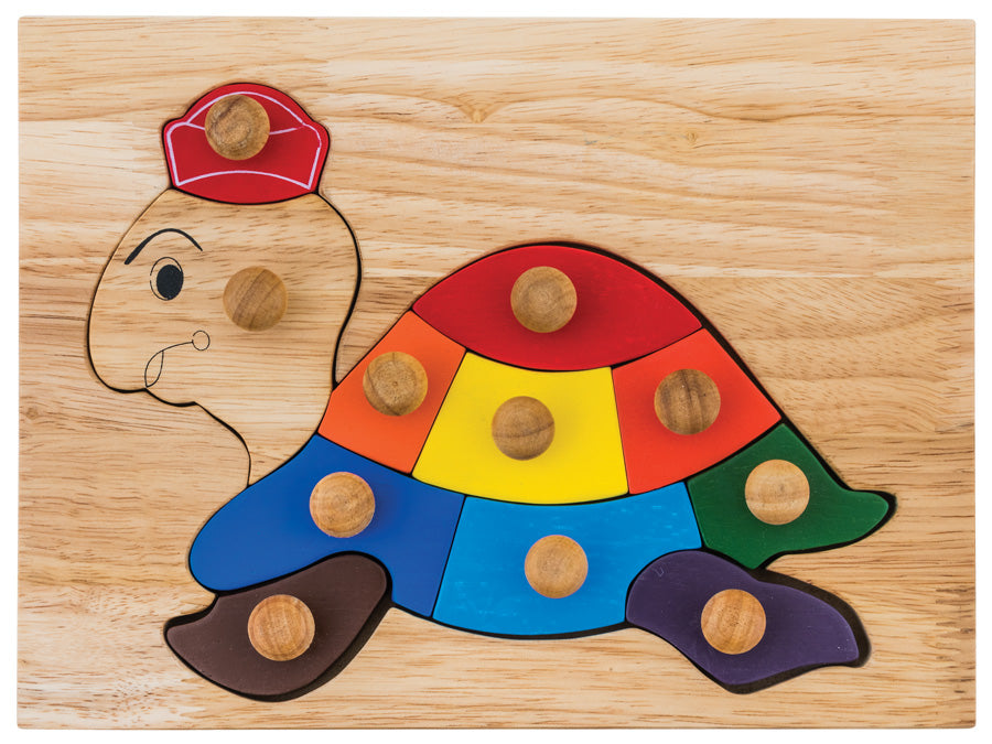 Wooden Turtle Knob Puzzle - Educational Learning Toy for Toddlers