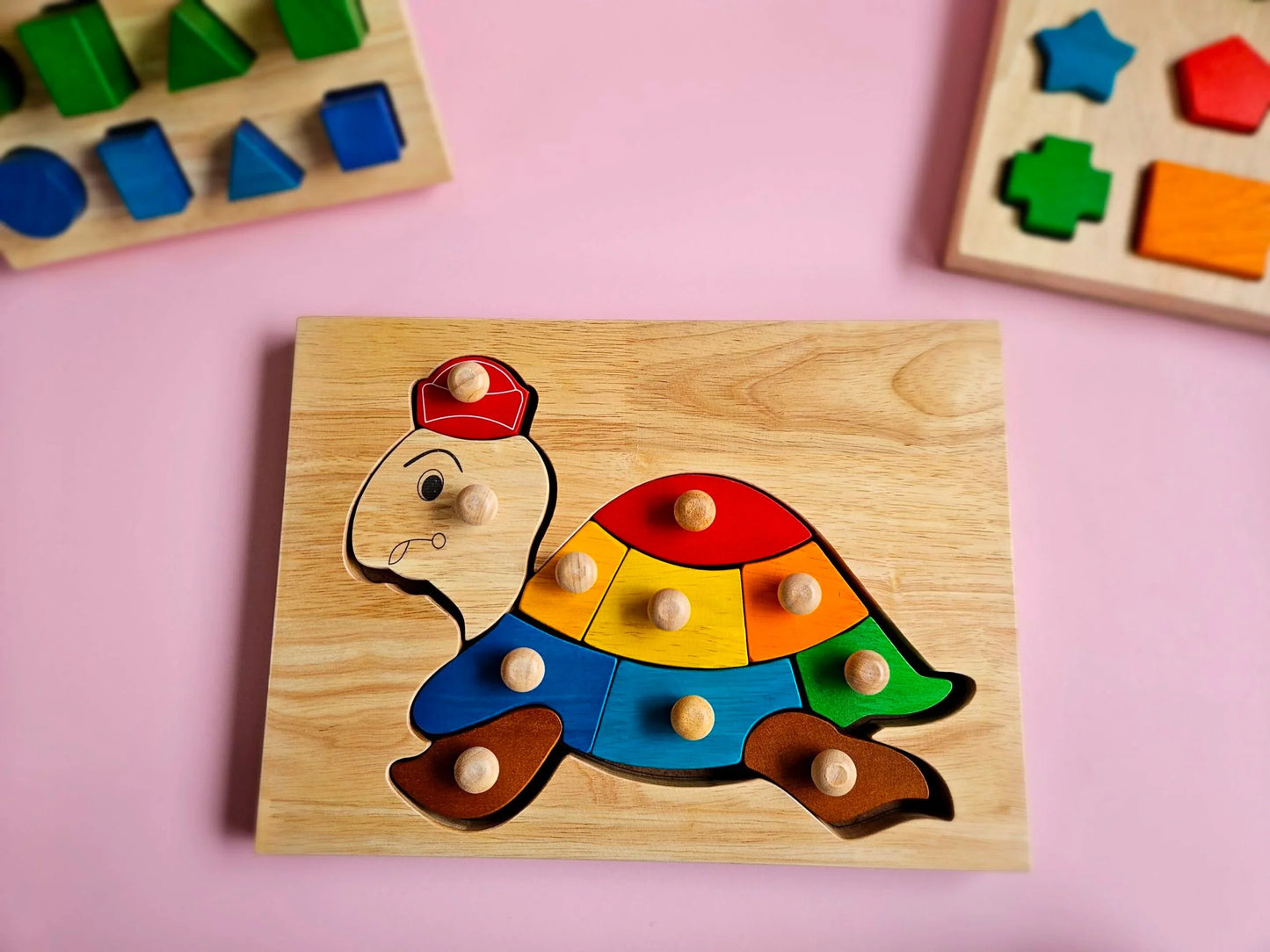 Wooden Turtle Knob Puzzle - Educational Learning Toy for Toddlers