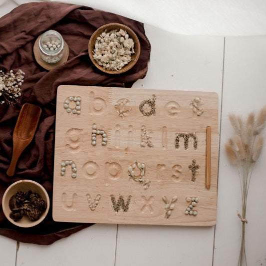 Wooden Lower Case Letter Tracing Board - QToys | Montessori Toy NZ