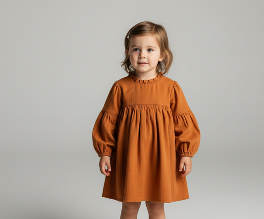 Balloon Sleeve Dress - Mustard