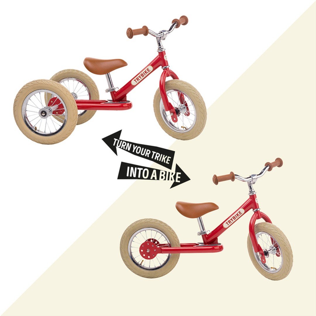 Red Vintage Balance Bike & Trike – Trybike | Balance Bike NZ